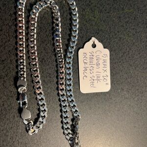 New 5mm x 20” Cuban link stainless steel chain